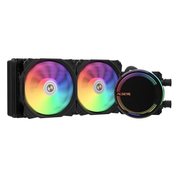 ALSEYE 簡易水冷CPUクーラー M240、2つの120mmMaxシリーズPWMファン、搭載240mmラジエーターARGB AIOリキッドCPUクーラー、Intel LGA1700/ 1200/ 115X/ 2011/ 2066/ 1366およびAMDをサポートします (240mmブラック)