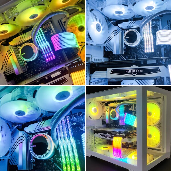 ALSEYE 簡易水冷CPUクーラー M240、2つの120mmMaxシリーズPWMファン、搭載240mmラジエーターARGB AIOリキッドCPUクーラー、Intel LGA1700/ 1200/ 115X/ 2011/ 2066/ 1366およびAMDをサポートします (240mmブラック)_6