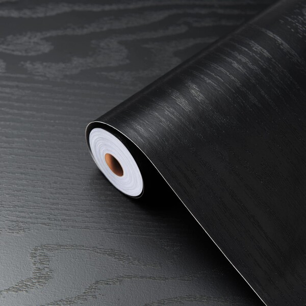壁紙 黒 木目 厚手 はがせる 壁紙シール 60cmX10m リメイクシート 黒 木目調 カッティングシート 剥がせる壁紙 つや消し エンボス木目調 防水 簡単 diy ドア テーブル 扉 リフォーム 賃貸OK