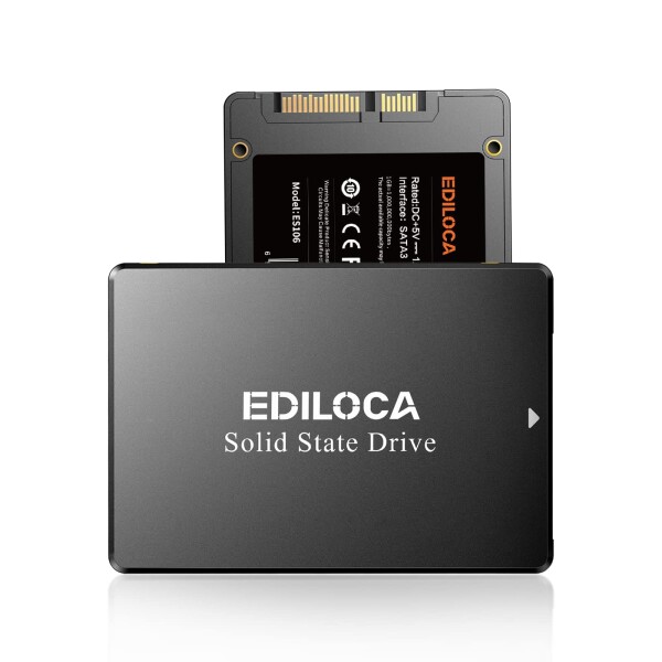 EDILOCA ES106 SSD 256GB 2.5インチ 7mm SATA3 6Gb/s 3D NAND TLC採用 内蔵型SSD エラー訂正機能 低消費電力 耐震 耐衝撃 3年保証 (256 GB)
