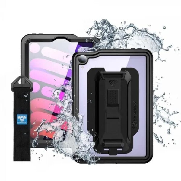 (ARMOR-X) iPad mini (6th)用ケース IP68 Waterproof Case with Hand Strap ブラック MXS-iPad-M6 (Black)