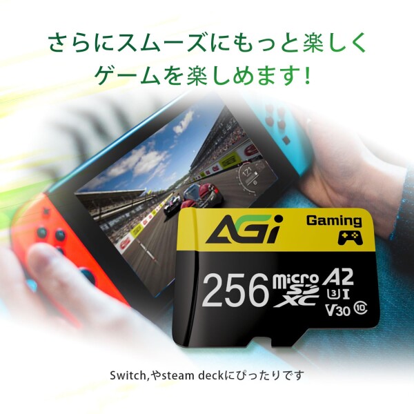AGI 256GB microSD カード TF138 4K対応 Switch 1 メーカー動作確認済 読み込み速度最大98MB/秒 メモリカード A2 U3 V30 C10 アダプター付き_2