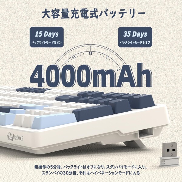 ZIYOU LANG K8 ゲーミングキーボード ワイヤレス メカニカルキーボード 100キー 赤軸 テンキー ホットスワップ対応 ガスケットマウント カスタムRGBバックライト 2.4Ghz/ Bluetooth 5.0/Type-C有線 Win_6