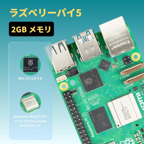 iRasptek Starter Kit For Raspberry Pi 5/ラズベリーパイ5 RAM 2GB ? 64GB ラズベリーパイ OSをプリインストー（透明）_1