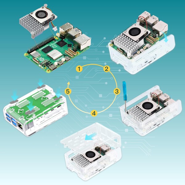 iRasptek Starter Kit For Raspberry Pi 5/ラズベリーパイ5 RAM 2GB ? 64GB ラズベリーパイ OSをプリインストー（透明）_6