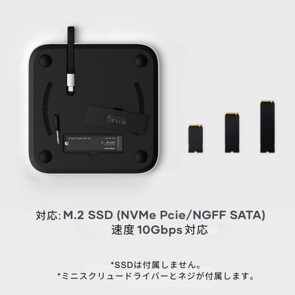 SATECHI Mac Mini ドッキングステーション ハブ & スタンド NVME/SATA M.2用SSDエンクロージャー USB C 10Gbps USB A 3ポート 5/10Gbps高速データ転送 2.0オーディオジャック搭載 Mac Studio Mac Mini M2/M1 対応 (M4_1