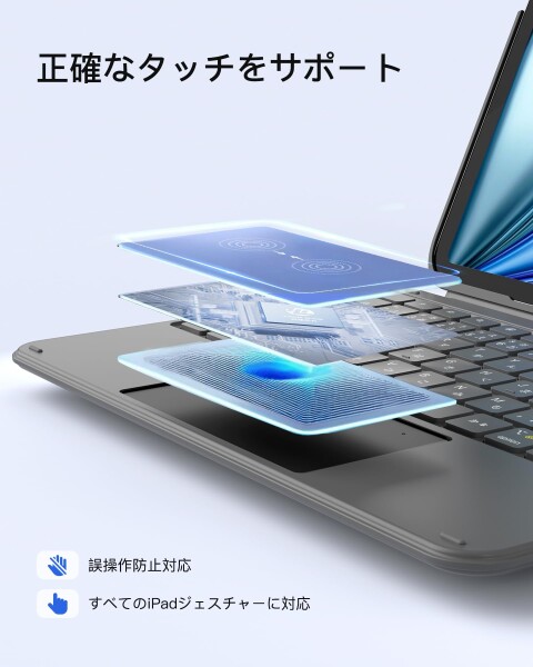 Inateck iPad A16 第11世代/第10世代用 軽量JIS日本語配列キーボードケース iPad Air 11インチ M4 2026/M3 2025/M2 2024 Air第5/4世代10.9インチ Pro11インチ第4/3/2/1世代対応 横/縦置き対応 着脱式キーボード_6