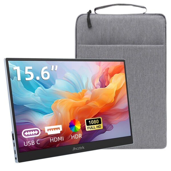 15.6インチ モバイルモニター フルHD 1080P IPSパネル HDR10対応 ポータブルディスプレイ USB-C PD給電 HDMI ワンケーブル接続 内蔵スピーカー 薄型軽量 ノートPC スマホ Switch/PS5対応 テレワーク
