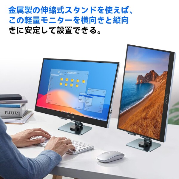 Jhcztrkモバイルタッチスクリーンポータブルモニター15.6インチ1080P超