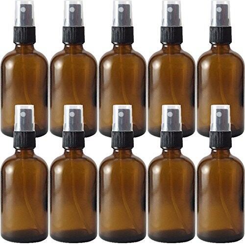 ガラスビン.com 遮光瓶 100ml SYA-T100cc黒スプレー10本セット スプレーボトル 携帯用遮光スプレーボトル 化粧水 ボトル 香水瓶