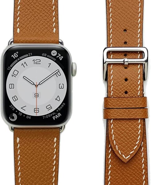 アップルウォッチ バンド 本革 ハイブランド御用達レザー ヴォーエプソン Apple Watch 38mm 40mm 41mm/42mm 44mm 45mm 49mm 全機種対応series 9 SE 第3世代 ultra 7 SE 6 5 4 3 レザーバンド レディース ゴール