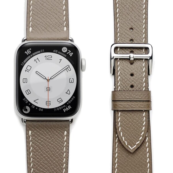 アップルウォッチ バンド 本革 ハイブランド御用達レザー ヴォーエプソン Apple Watch 38mm 40mm 41mm/42mm 44mm 45mm 49mm 全機種対応series 9 SE 第3世代 ultra 7 SE 6 5 4 3 レザーバンド メンズ エトゥープ
