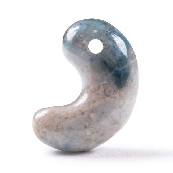 入コン沢）糸魚川天然翡翠 勾玉 青色 日本国石 縄文のパワーストーンMT0793