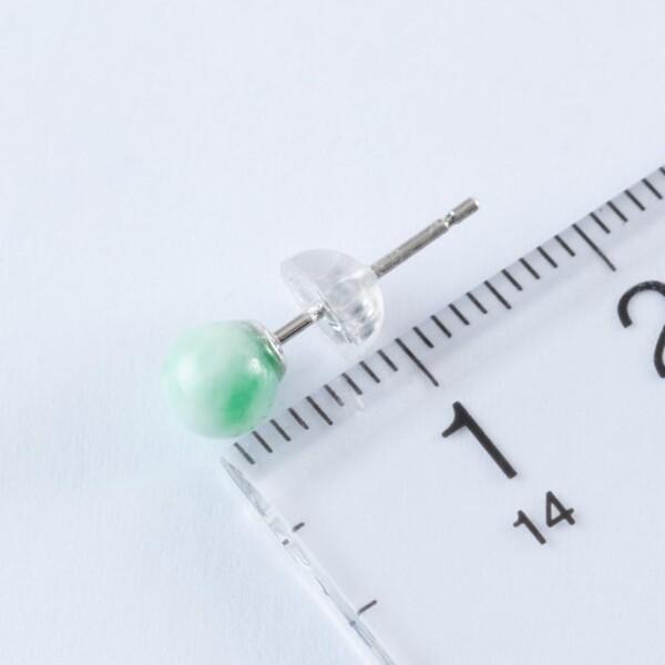 糸魚川天然翡翠 5mm玉 シルバーピアス 日本国石 縄文のパワーストーン