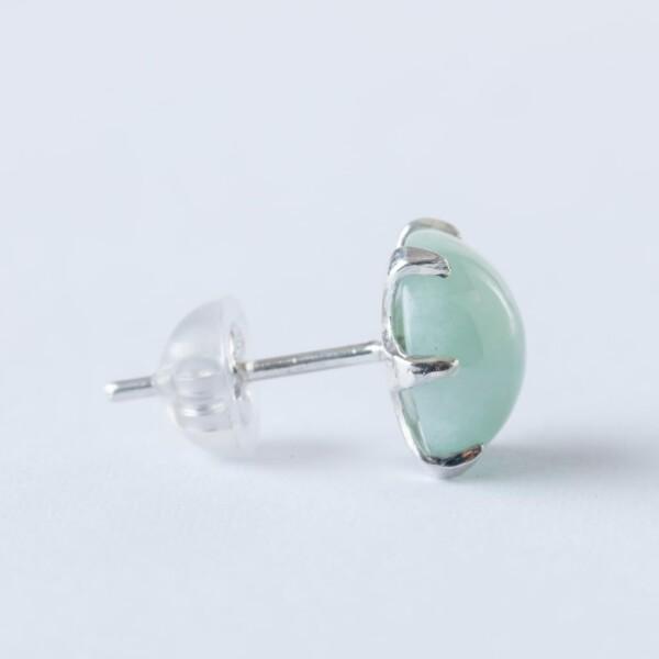 糸魚川天然翡翠 8mm シルバーピアス 日本国石 縄文のパワーストーン