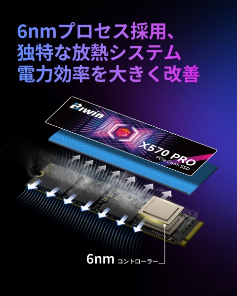 Biwin X570 PRO 1TB SSD Gen5×4 最大読込：14000MB/s NVMe2.0 M.2 Type 2280 PCIe 内蔵SSD 6nmプロセス 低消費電力 高耐久 メーカー5年保証_3