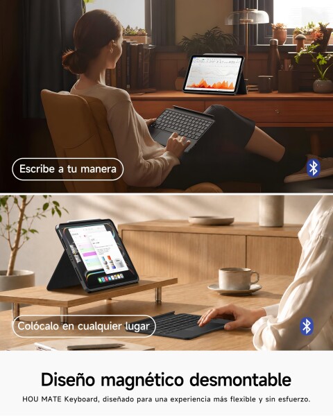 HOU iPad キーボードケース for iPad Air 11インチ(M3/M2)/ Air 第5/4世代 & iPad Pro 11(2022-2018) 磁気着脱式ケース、大型高精度タッチパッド、縦横置き対応、弾性ペンホルダー、独立ショートカットキ_5