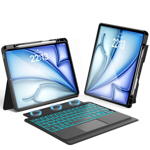 iPad Air 13インチ ケース キーボード (M4 2026M3 2025M2 2024)対応 横/縦置き タッチパッド付き iPad Pro 12.9 キーボード ケース (第6/5/4/3世代)兼用 磁気分離式 マルチペアリング 軽量 薄型 多角度調