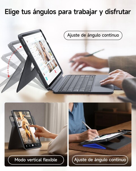 HOU iPad Pro 11インチM4用キーボードケース、磁気分離式ケース、大型高精度タッチパッド、横置き/縦置き対応、弾性ペンホルダー、独立ショートカットキー、全面保護ケース、日本語配列