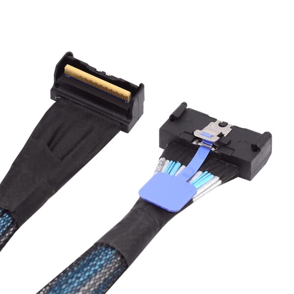 NFHK PCI-E 5.0 ミニクールエッジ IO MCIO アングル PCI-E スリムライン SAS 8i 74Pin オス - MCIO 74Pin オス延長ケーブル 35 センチメートル