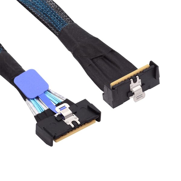 NFHK PCI-E 5.0 ミニクールエッジ IO MCIO アングル PCI-E スリムライン SAS 8i 74Pin オス - MCIO 74Pin オス延長ケーブル 35 センチメートル