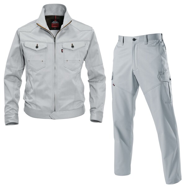 (ユニフォームU-style) (バートル) BURTLE T/Cツイル 作業着・作業服 上下セット(ブルゾン+カーゴ) (1501,1502) シルバー 4L