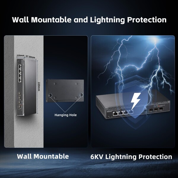 Binardat 8ポート10ギガビットマネージドスイッチ、4x10G RJ45