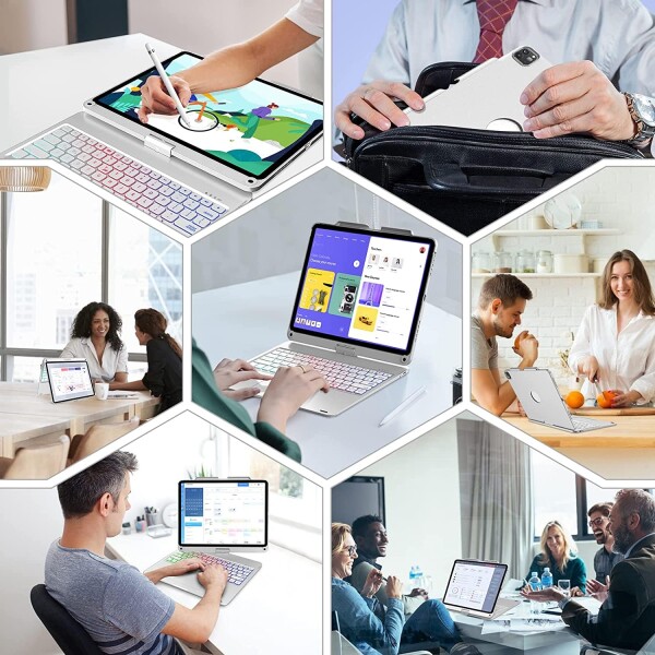 iPad Pro 13 インチキーボード M4 M5 専用 iPad Pro 13 キーボード付きケース 360°回転180°反転 タッチパッド付き スマート 7色バックライト急速充電可能 全面保護Bluetoothキーボ ード 一体式 Apple p_6