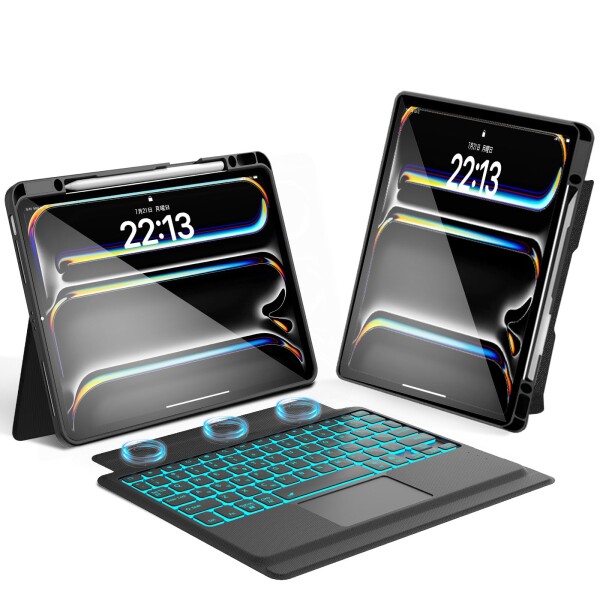iPad Pro用 13インチ（M4/M5）ケース キーボード Bluetooth キーボードカバー 脱着式 iPad Pro 13inch（M4/M5）専用キーボード付きケース 分離式 磁気 取り外し可能 横/縦置き対応 タッチパッド付き 7