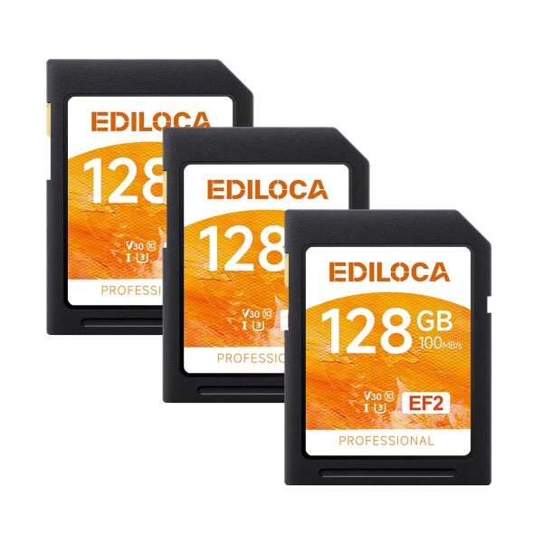 Ediloca EF2128GB SDカード UHS-I Class10 U3 V30 高速 最大読取速度 100MB/s 最大書込速度 90MB/s メモリカード 4K/フルHD対応