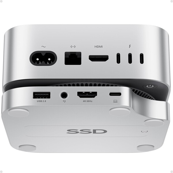 PULWTOP 9 in 1 USB C ハブ Mac Mini M4/ M4 Pro 2024用 ドッキングステーション up to 4TB 容量拡張 アクセサリー M.2 SSDスロット付, 1 x HDMI 4K 60Hz, 3 x USB-A 2.0, 1 x 3.5mm Audio, 1 x USB-C to ホスト, 1 x SD/TF3.0 カー