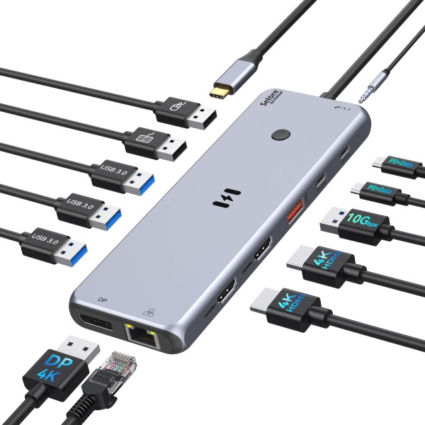 Selore USB C ドッキングステーション 3画面出力type c ドッキングステーション hdmi 2つ出力 長持ちアルミ製 usbハブ トリプルディスプレイ対応