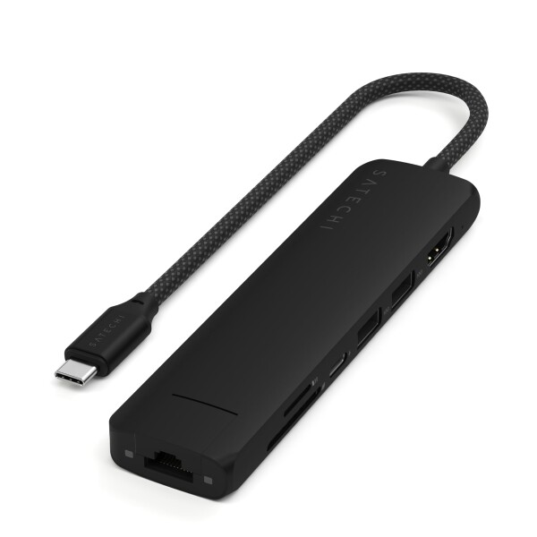 SATECHI 7 in 1 USB-C スリムプラス マルチポートアダプター（有線LANイーサネット、100W急速充電、4K@60Hz HDMI、USB-A 10Gbps ×2高速データ転送、SD/microSD対応、MacBook Air & Pro、ノートパソコン対応）