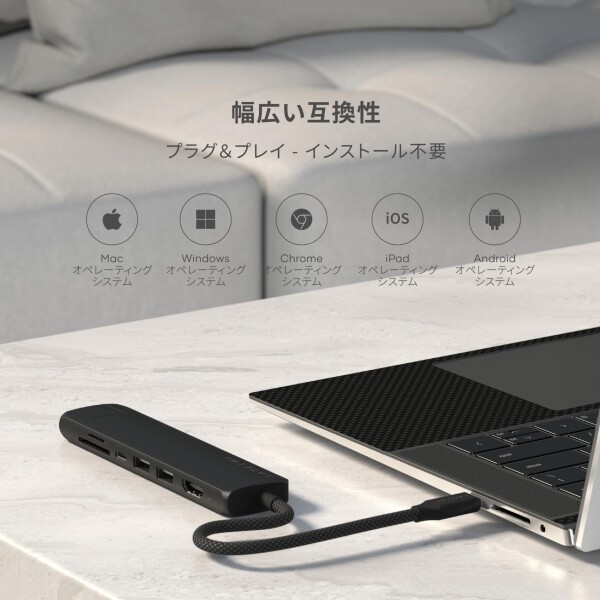 SATECHI 7 in 1 USB-C スリムプラス マルチポートアダプター（有線LANイーサネット、100W急速充電、4K@60Hz HDMI、USB-A 10Gbps ×2高速データ転送、SD/microSD対応、MacBook Air & Pro、ノートパソコン対応）_7