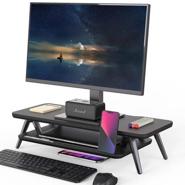 Fengeモニター台 卓上 机上台パソコン台 机上ラック Fenge モニター台 机上台パソコン台 机上ラック 2段 木製天板