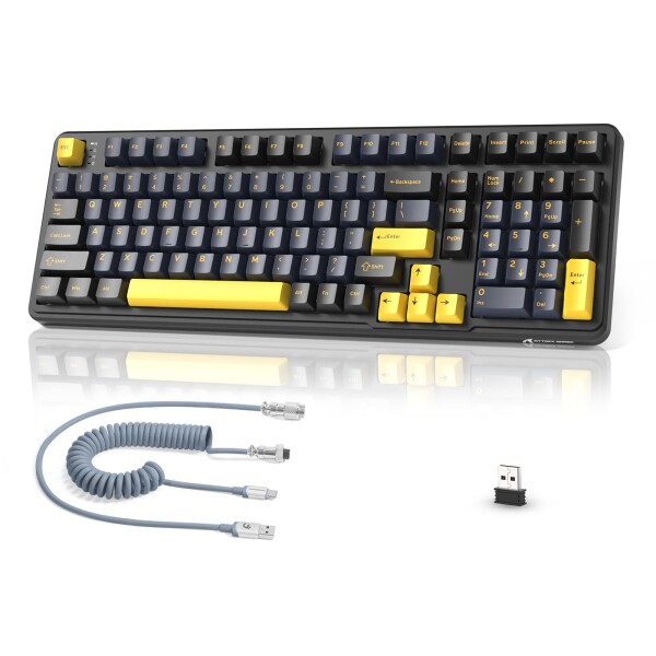MAMBASNAKE × ATTACK SHARK X98PRO ゲーミングキーボード 98キー 3モード接続（Bluetooth/2.4G/有線）メカニカルキーボードワイヤレス ガスケット構造 5層消音設計 カスタムリニアブルーベリー軸 熱