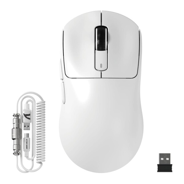 MAMBASNAKE×ATTACK SHARK X3 MAX 3モードマウス Pixart PAW3950 光学式センサー 光マイクロスイッチ 有線/2.4G無線/Bluetooth ダブルチャンネルBT5.4 42000DPI 750IPS 50G最大加速度 一億回クリック寿命 49±3g超軽