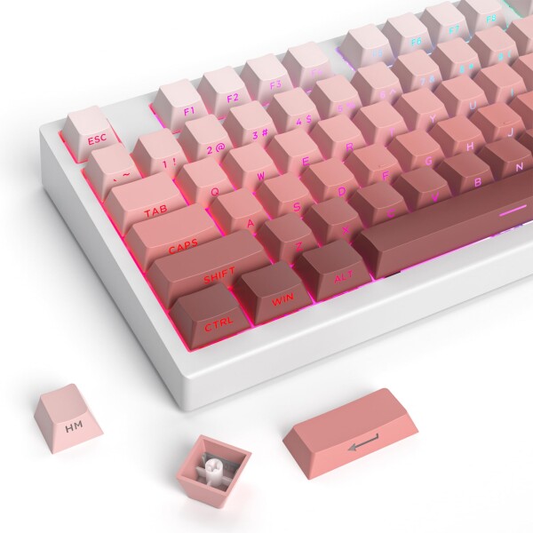 サイドプリントPBT グラデーションキーキャップ 75 パーセント、Cherry プロファイル ミニマリストスタイル カスタムシャインスルーキーボードキーキャップ メカニカルキーボード用（Blus