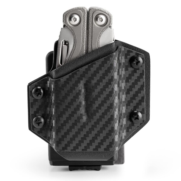 TACTICAL GEEK TX1 マルチツールシース LEATHERMAN Wave用、EDCマルチツールシースホルスター、ベルト用バッククリップ付きアジャスタブルシース、マルチツールは付属しません 黒色のカーボン