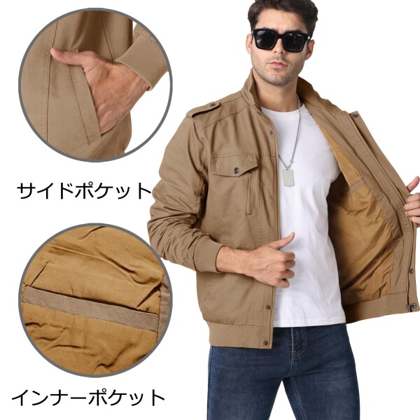 KEFITEVD) ジャンパー メンズ 作業 ジャケット カーゴ ジップアップ