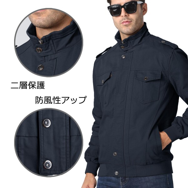 (KEFITEVD) アウター メンズ 冬 防寒 作業ジャケット 大きいサイズ ドカジャン 無地 登山 アーミー アウトドア ジャンバー バイク フィールドジャケット ネイビー JP 2XL KEFITEVD) アウター メンズ 冬 防寒 作業ジャケット 大きいサイズ