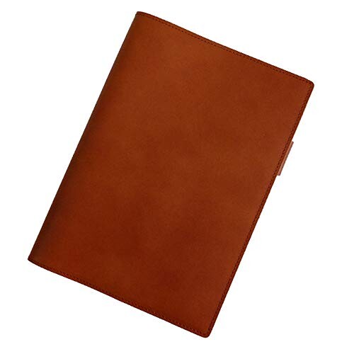 手帳カバー A5 正寸 本革 切り目仕上げ (ブラウン, 厚み：ラージ)