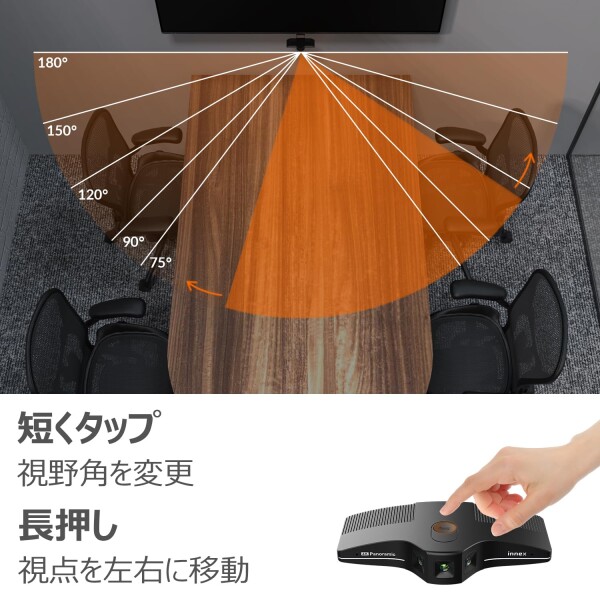 Innex C831 AI搭載 4K解像度 自動顔追尾オートフレーミング 5倍デジタルズーム180°超広角パノラマWEBカメラ ノイズキャンセリング デュアルマイク内蔵 AI自動フレーミング 自動光補正 Zoom/Skyp_2