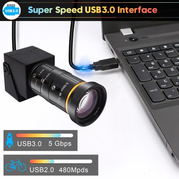 SVPRO 4 K USB カメラ 10 x 光学ズーム、5-50 mm 顕微鏡レンズ、60 fps HDMI/USB3.0 デュアル出力 H.264 ビデオ ストリーミング ウェブカメラ コンピューター、ラズベリー Pi、モニター用_2