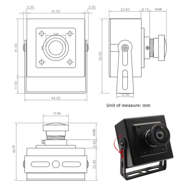 コンピュータのための高速 USB のカメラ、1080P/60fps、720P/120fps、360P/260fps の M12 レンズ 120 度の広角、Windows、Linux、アンドロイド、MacOS のためのマシン ビジョンの産業 Lighturn のカメラ_5