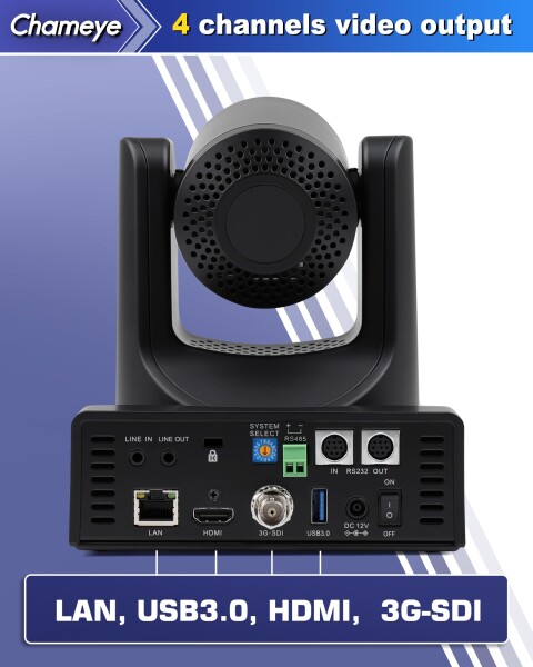 Chameye PTZ カメラ 30x光学ズーム AI搭載 自動追跡 FHD1080P60 PoE機能 USB3.0/HDMI/3G-SDI出力 IPカメラ 広角 リモコン操作 会議 ライブ配信 講義室 病院 教会に対応 Youtube Facebook Twitch 天井＆壁掛けス_4