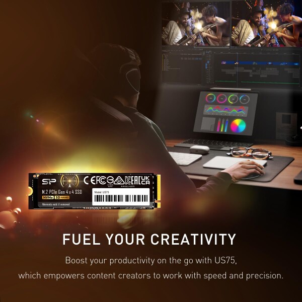 シリコンパワー 1TB US75 NVMe PCIe Gen4 M.2 2280 SSD R/W 最大7000