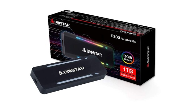 BIOSTAR USB3.2 Gen2 Type-C対応・RGB LED搭載ポータブルSSD 1TB ( P500-1TB )