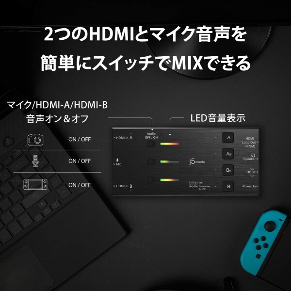 j5create ライブビデオキャプチャカード - デュアルHDMI to USB-C、1080p 60Hz映像・音声録画対応、60Wパススルー給電対応、PC・Xbox・PlayStation・Androidゲーム配信に最適（JVA06）_5