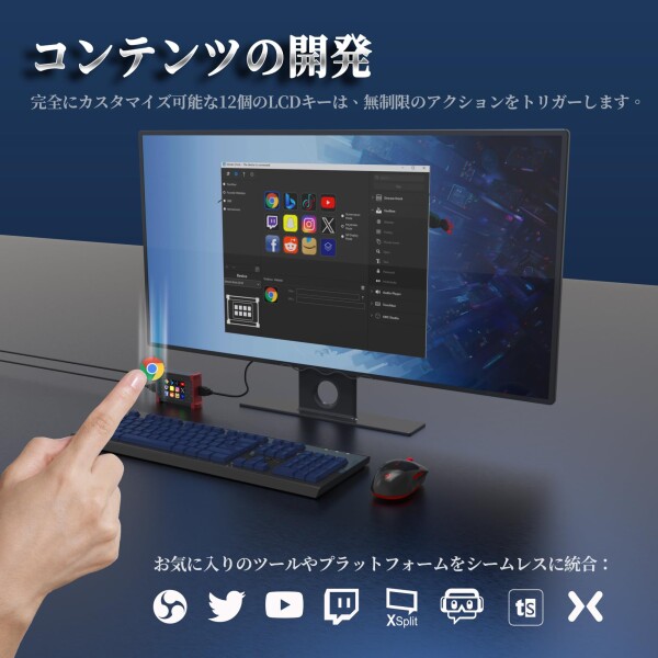 TreasLin ビデオキャプチャーボード、Stream Dock タッチスクリーンスタジオコントローラ付き、OBS、Twitch、YouTubeなどのアプリやソフトウェアでアクションをトリガー、4K HDMIパススルー、1080P_2